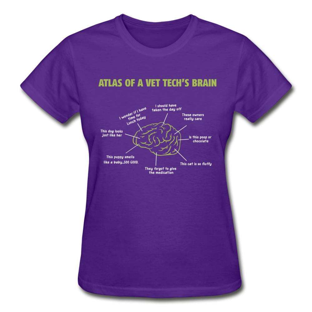 Atlas of a Vet Tech's Brain Gildan Ultra Cotton Ladies T-Shirt-Ultra Cotton Ladies T-Shirt | Gildan G200L-I love Veterinary