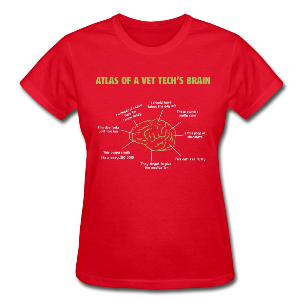Atlas of a Vet Tech's Brain Gildan Ultra Cotton Ladies T-Shirt-Ultra Cotton Ladies T-Shirt | Gildan G200L-I love Veterinary