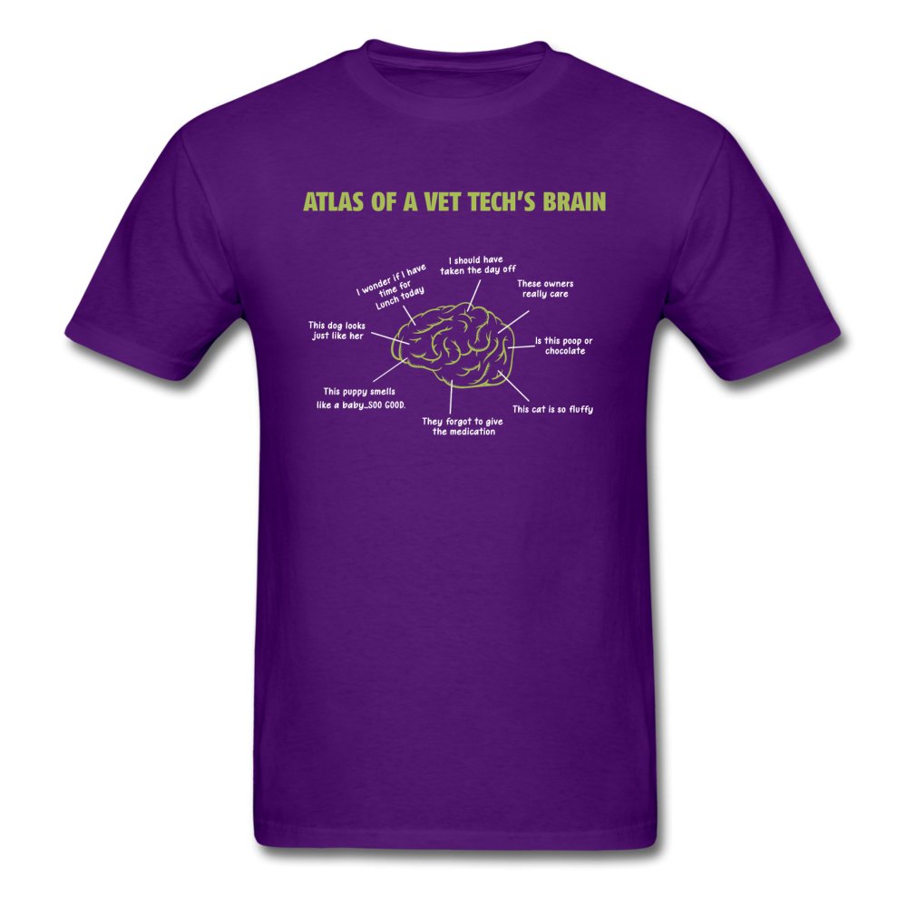 Atlas of a Vet Tech's Brain Unisex T-shirt-Unisex Classic T-Shirt | Fruit of the Loom 3930-I love Veterinary