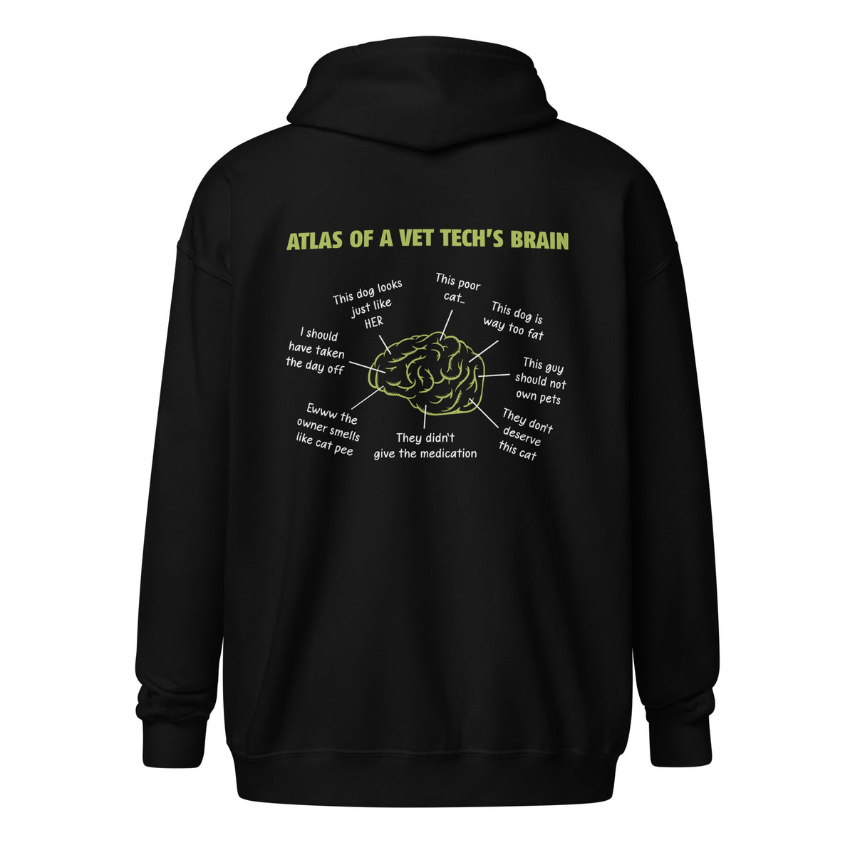 Atlas of a Vet Tech's Brain Unisex Zip Hoodie-Unisex Zip Hoodie | Gildan 18600-I love Veterinary