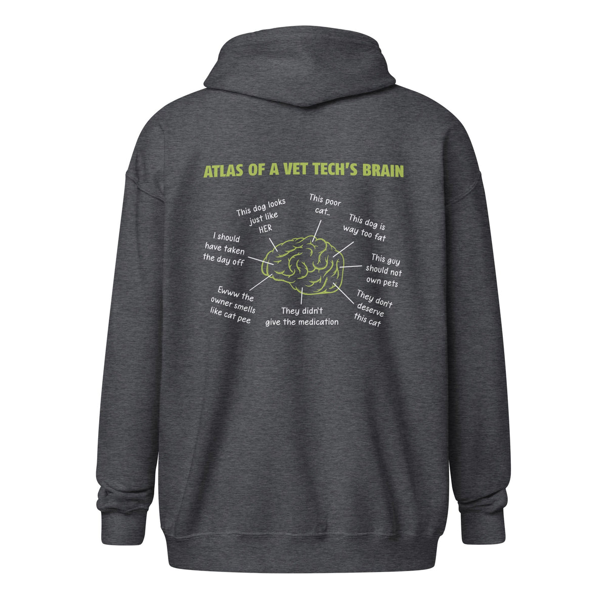 Atlas of a Vet Tech's Brain Unisex Zip Hoodie-Unisex Zip Hoodie | Gildan 18600-I love Veterinary