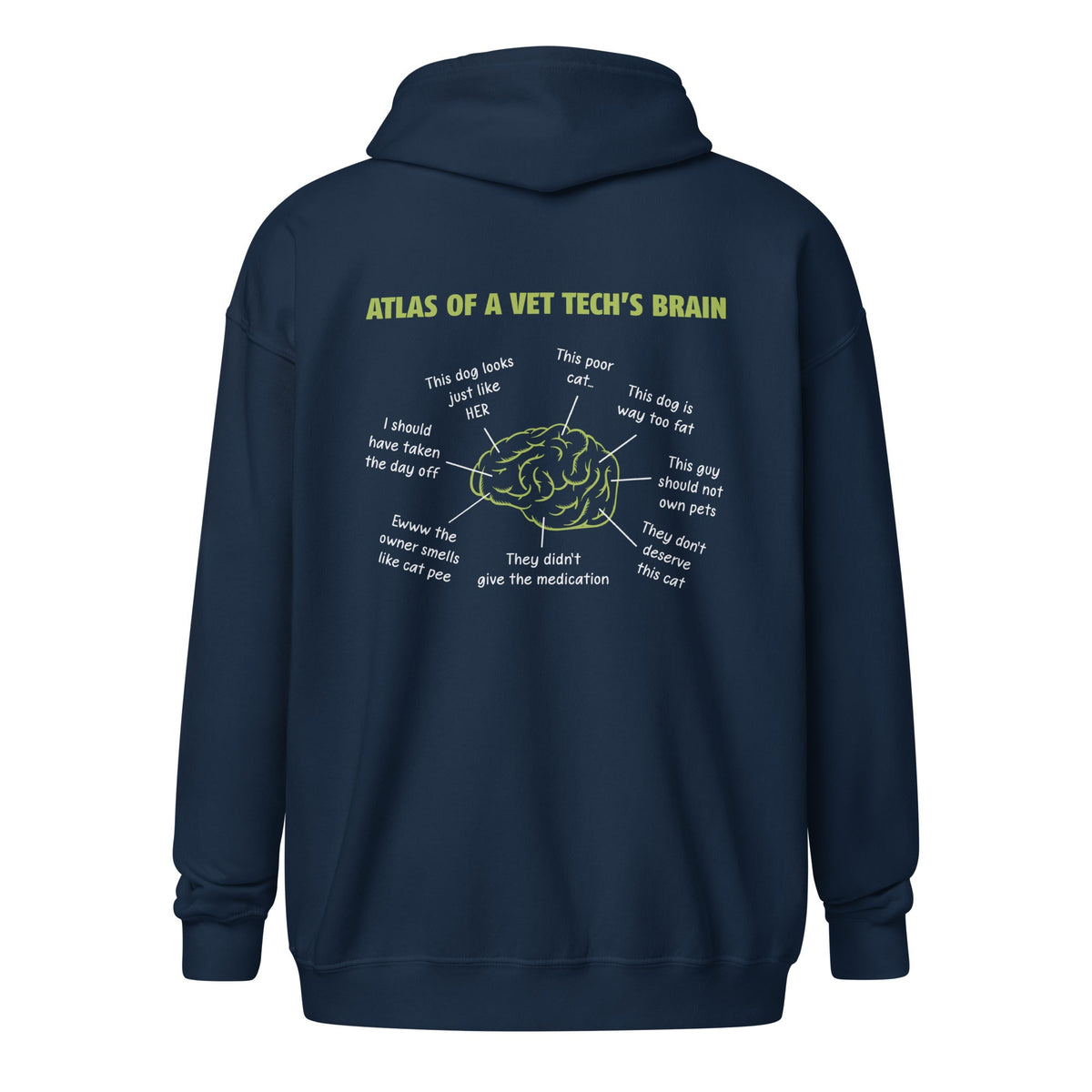 Atlas of a Vet Tech's Brain Unisex Zip Hoodie-Unisex Zip Hoodie | Gildan 18600-I love Veterinary