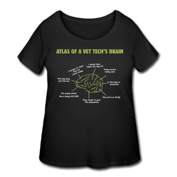 Atlas of a Vet Tech's Brain Women's Curvy T-shirt-Women’s Curvy T-Shirt | LAT 3804-I love Veterinary