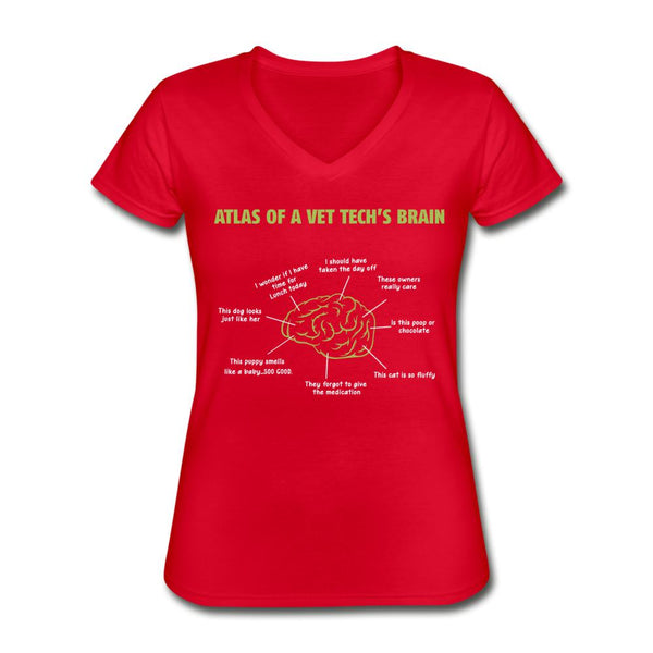 Atlas of a Vet Tech's Brain Women's V-Neck T-Shirt-Women's V-Neck T-Shirt | Fruit of the Loom L39VR-I love Veterinary