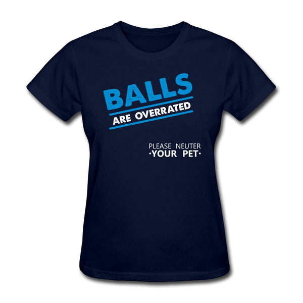 Balls are overrated Gildan Ultra Cotton Ladies T-Shirt - navy L-Women's T-Shirt | Fruit of the Loom L3930R-I love Veterinary