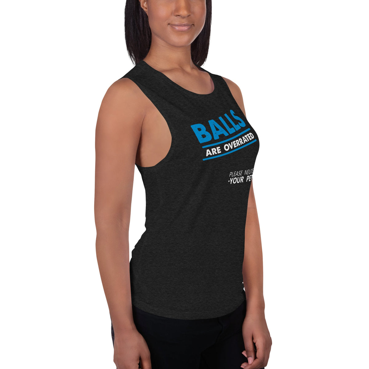 Balls are overrated Women's Tank Top-Women's Flowy Muscle Tank | Bella + Canvas 8803-I love Veterinary