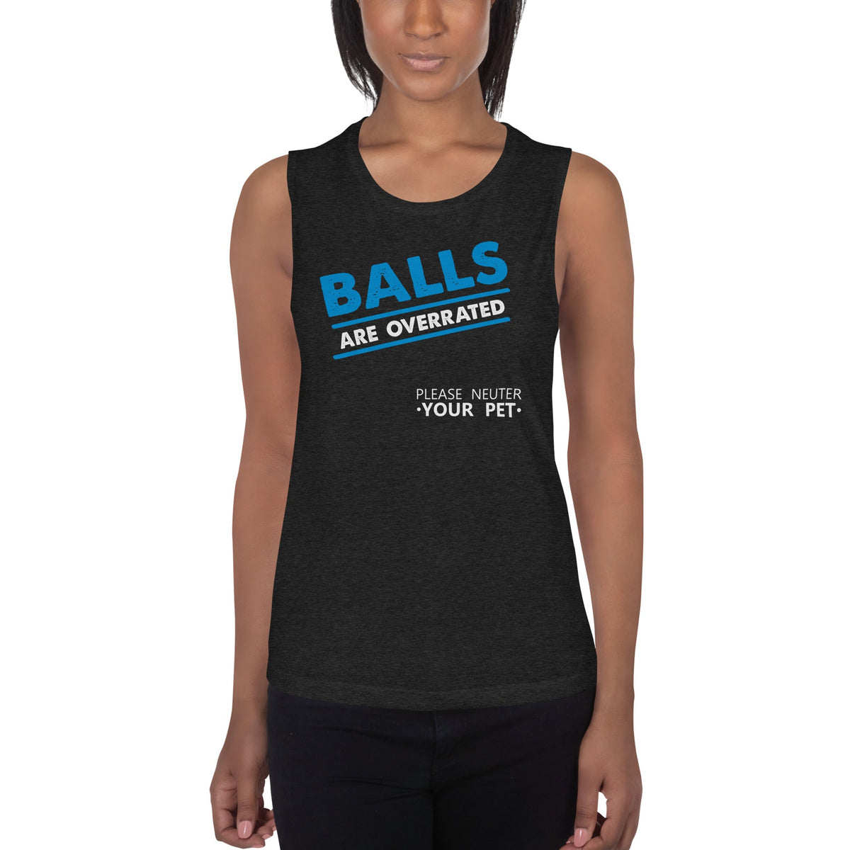Balls are overrated Women's Tank Top-Women's Flowy Muscle Tank | Bella + Canvas 8803-I love Veterinary
