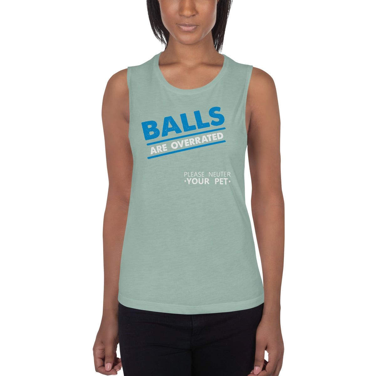 Balls are overrated Women's Tank Top-Women's Flowy Muscle Tank | Bella + Canvas 8803-I love Veterinary