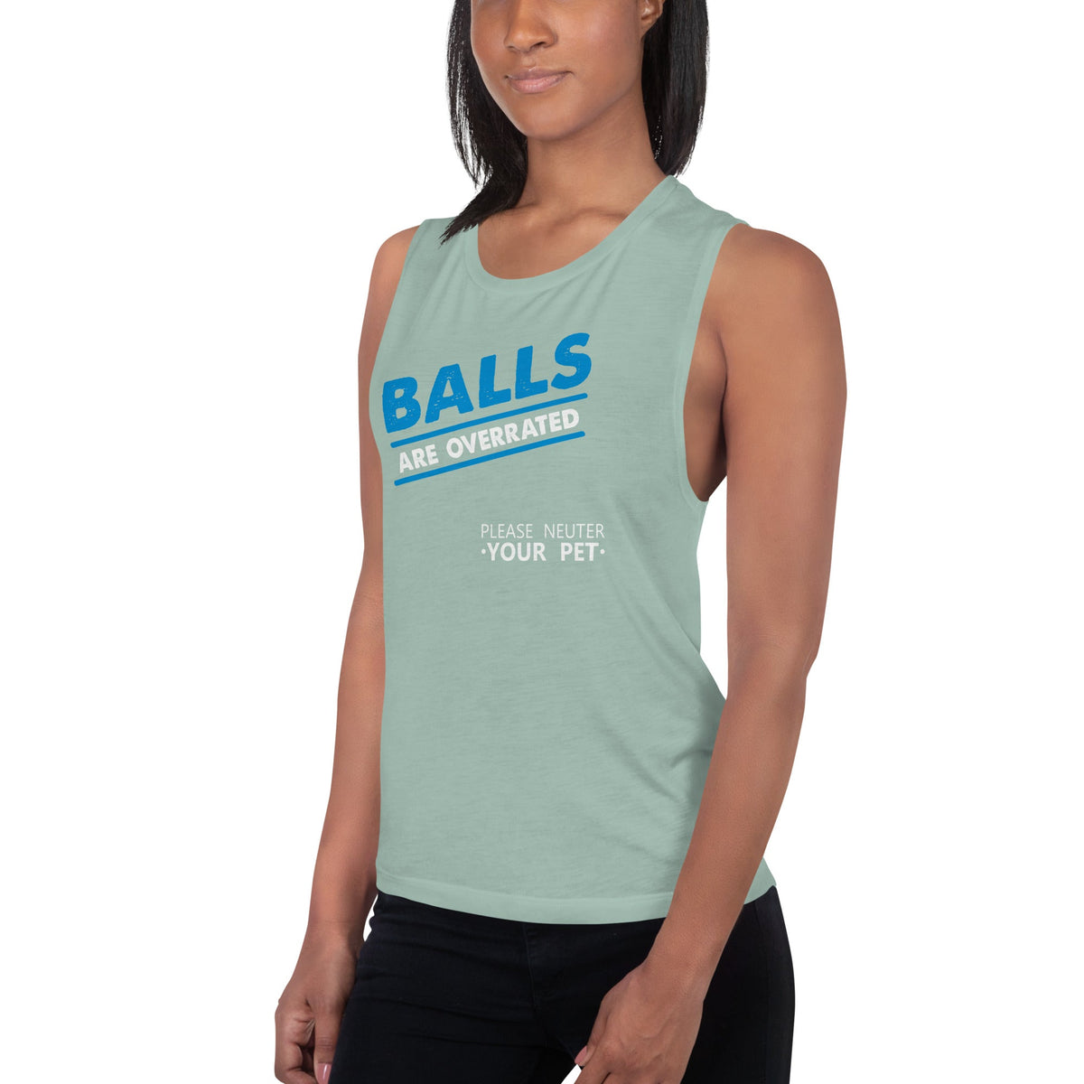 Balls are overrated Women's Tank Top-Women's Flowy Muscle Tank | Bella + Canvas 8803-I love Veterinary