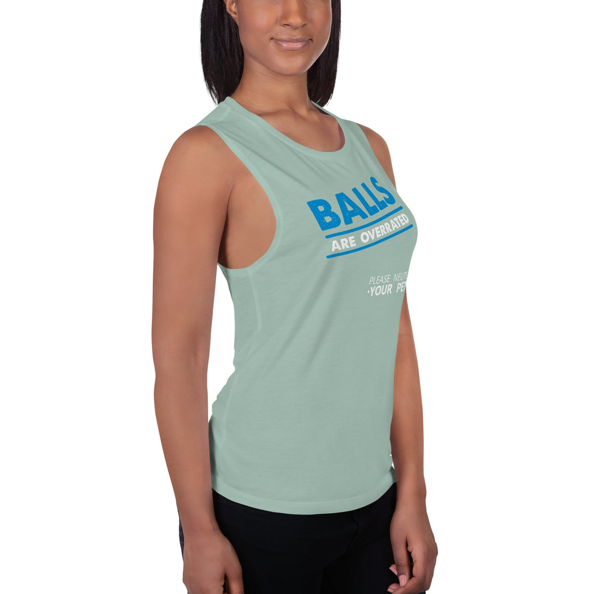 Balls are overrated Women's Tank Top-Women's Flowy Muscle Tank | Bella + Canvas 8803-I love Veterinary