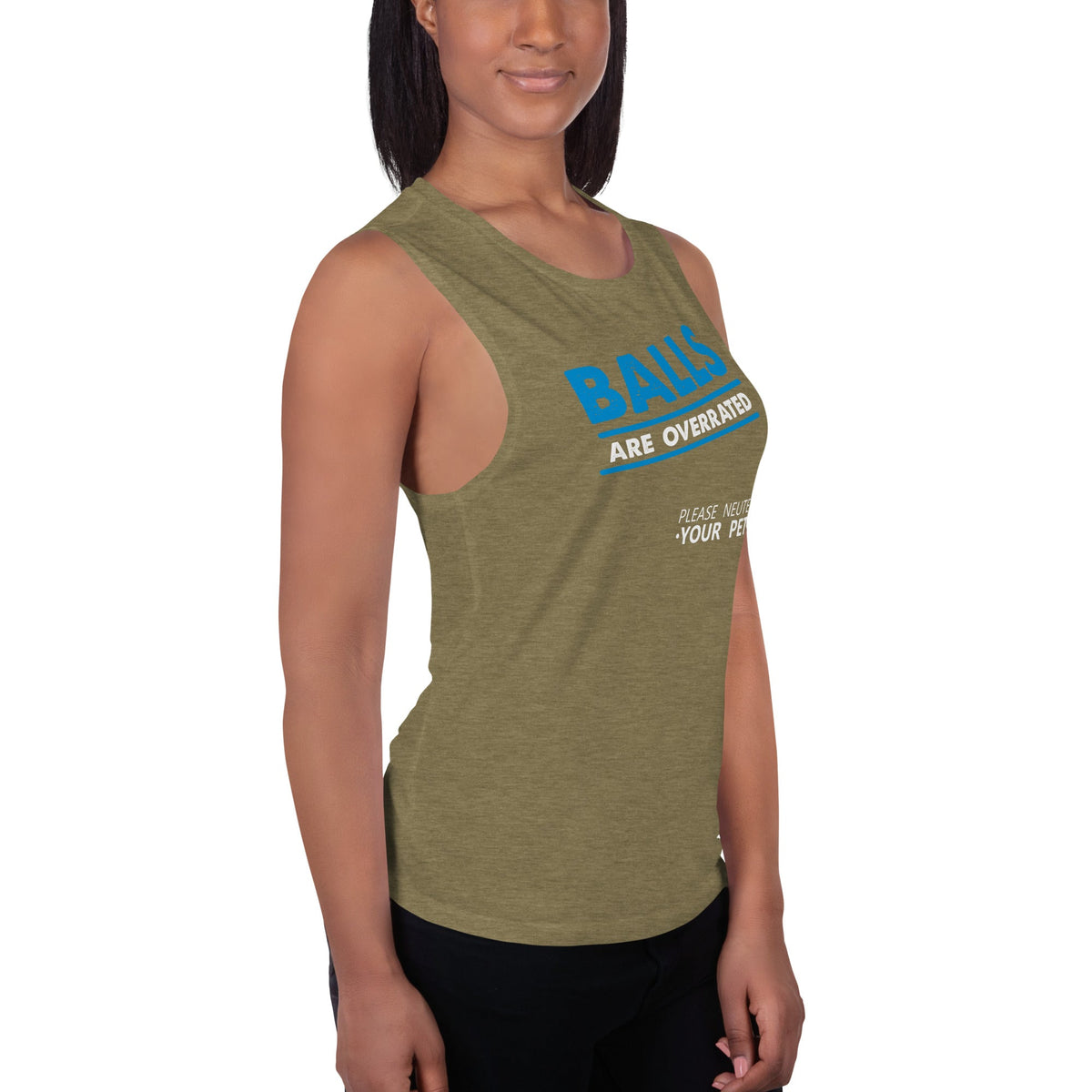 Balls are overrated Women's Tank Top-Women's Flowy Muscle Tank | Bella + Canvas 8803-I love Veterinary