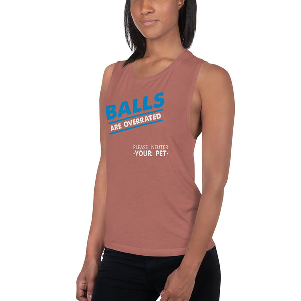 Balls are overrated Women's Tank Top-Women's Flowy Muscle Tank | Bella + Canvas 8803-I love Veterinary