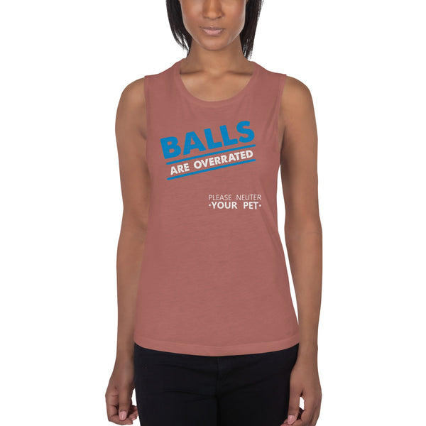 Balls are overrated Women's Tank Top-Women's Flowy Muscle Tank | Bella + Canvas 8803-I love Veterinary