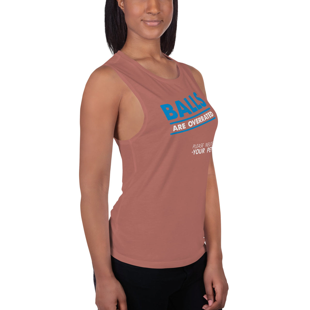 Balls are overrated Women's Tank Top-Women's Flowy Muscle Tank | Bella + Canvas 8803-I love Veterinary