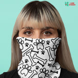 Black paws and bones on white pattern Sublimation Neck Gaiter-Sublimation Neck Gaiter-I love Veterinary