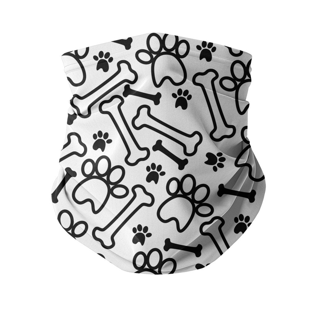 Black paws and bones on white pattern Sublimation Neck Gaiter-Sublimation Neck Gaiter-I love Veterinary