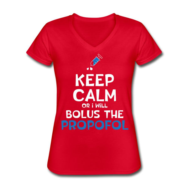 Bolus the propofol Women's V-Neck T-Shirt-Women's V-Neck T-Shirt | Fruit of the Loom L39VR-I love Veterinary