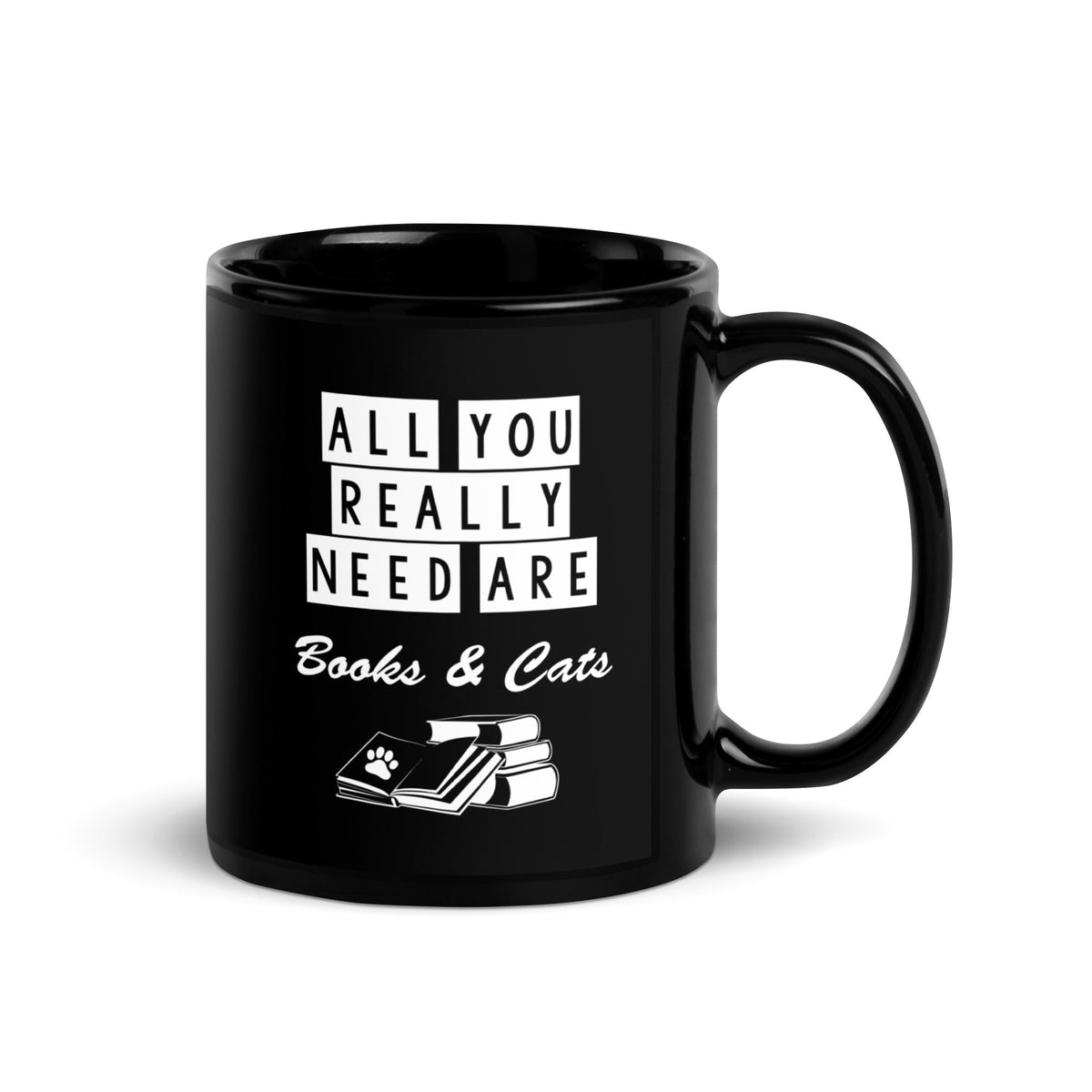 Books and Cats Black Glossy Mug-Black Glossy Mug-I love Veterinary