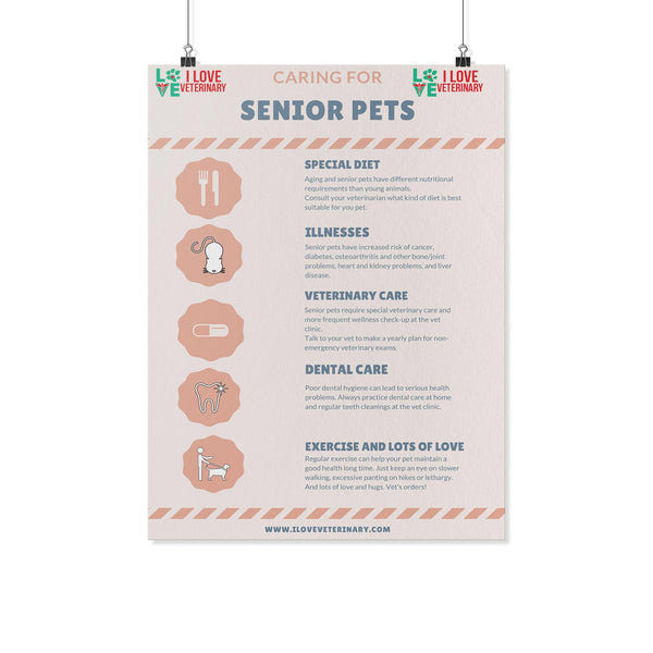 Caring for Senior Pets Poster-Posters-I love Veterinary