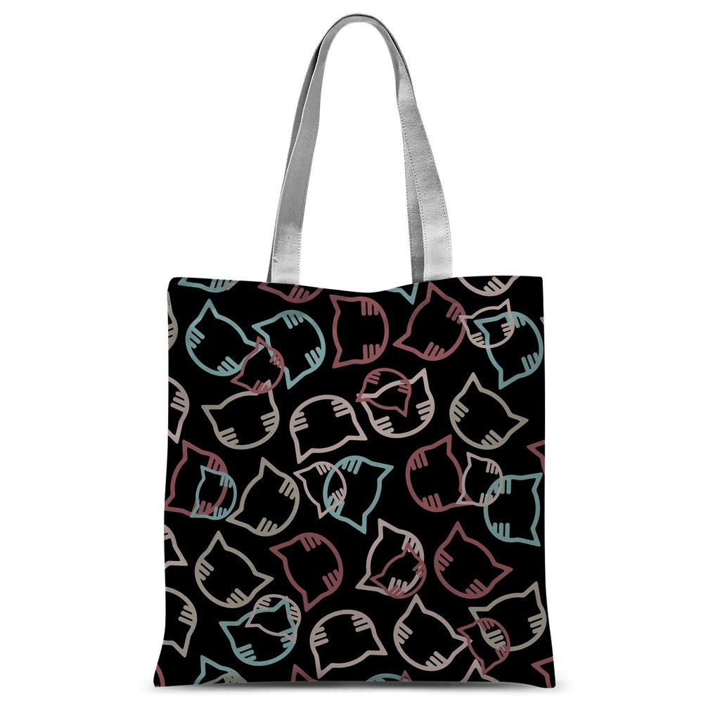 Cartoon cat heads black pattern Classic Sublimation Tote Bag-Classic Sublimation Tote Bag-I love Veterinary