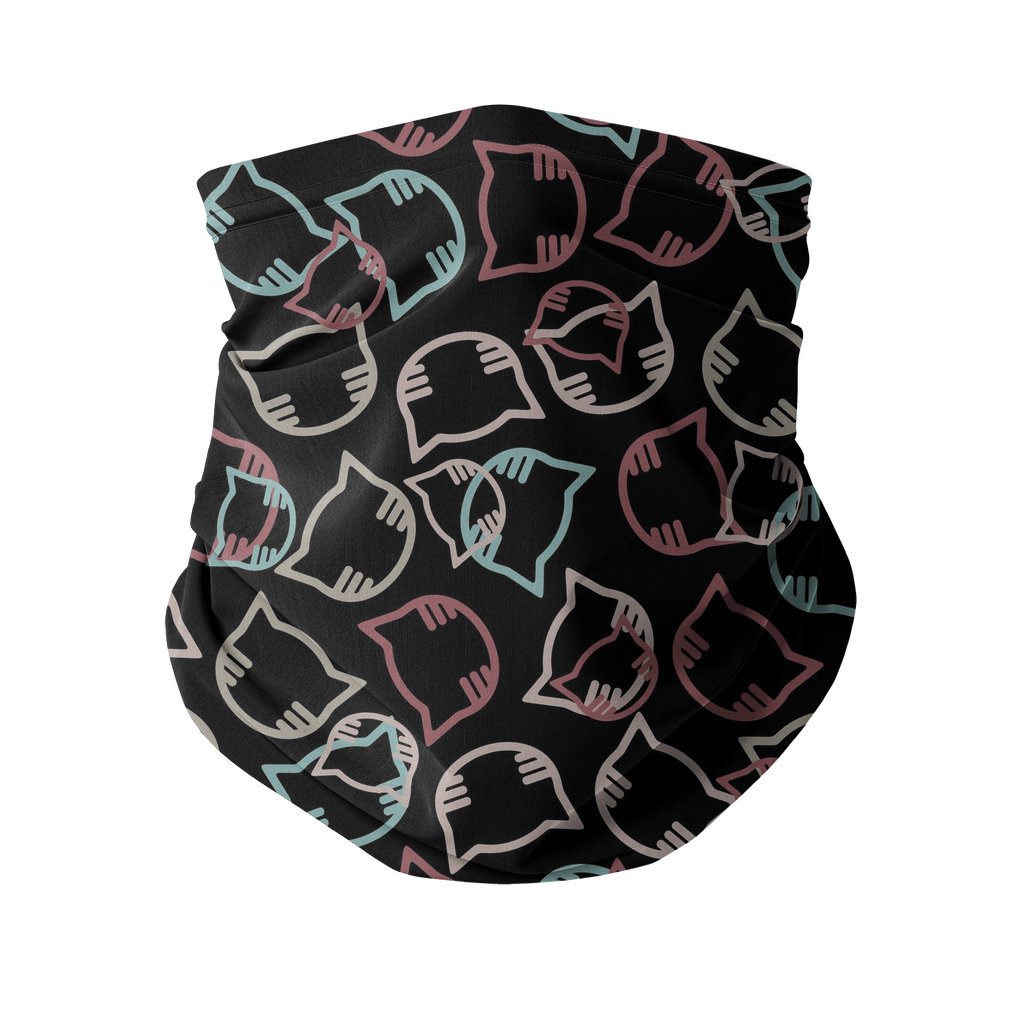Cartoon cat heads black pattern Sublimation Neck Gaiter-Sublimation Neck Gaiter-I love Veterinary