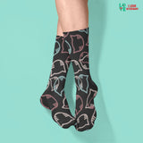 Cartoon cat heads black pattern Sublimation Tube Sock-Sublimation Sock-I love Veterinary