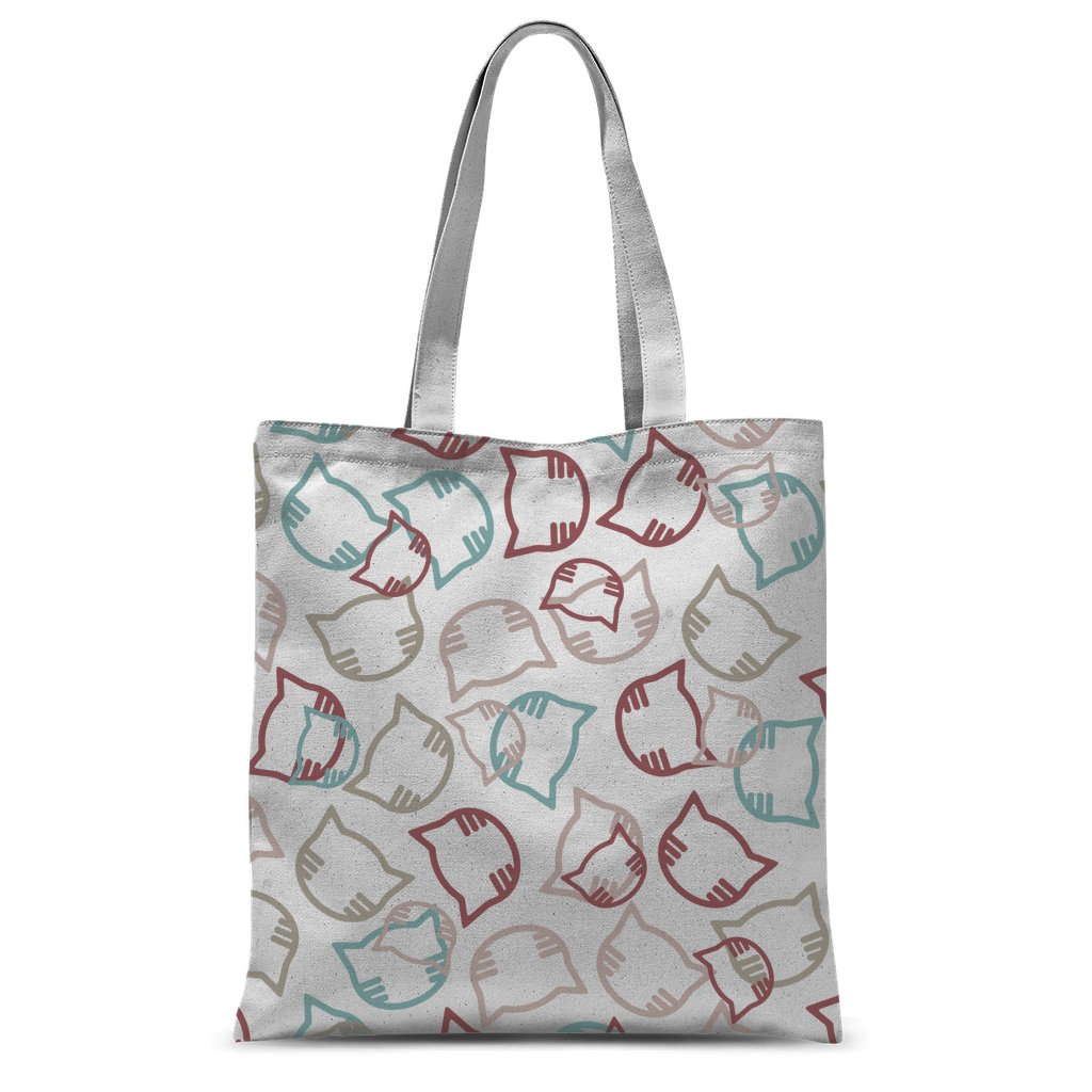 Cartoon cat heads white pattern Classic Sublimation Tote Bag-Classic Sublimation Tote Bag-I love Veterinary
