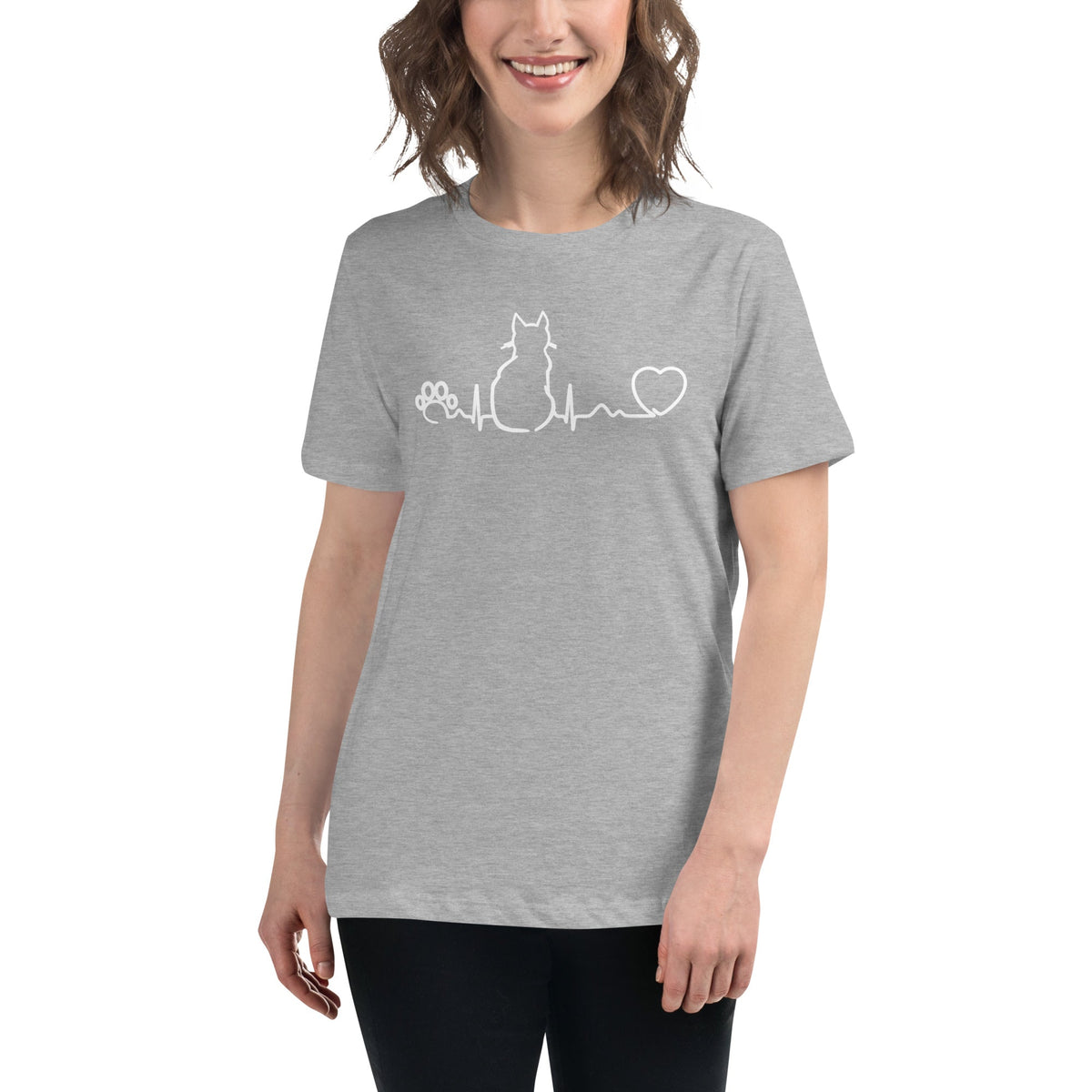 Cat Pulse Women's Relaxed T-Shirt-Women's Relaxed T-shirt | Bella + Canvas 6400-I love Veterinary