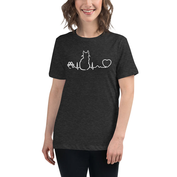 Cat Pulse Women's Relaxed T-Shirt-Women's Relaxed T-shirt | Bella + Canvas 6400-I love Veterinary