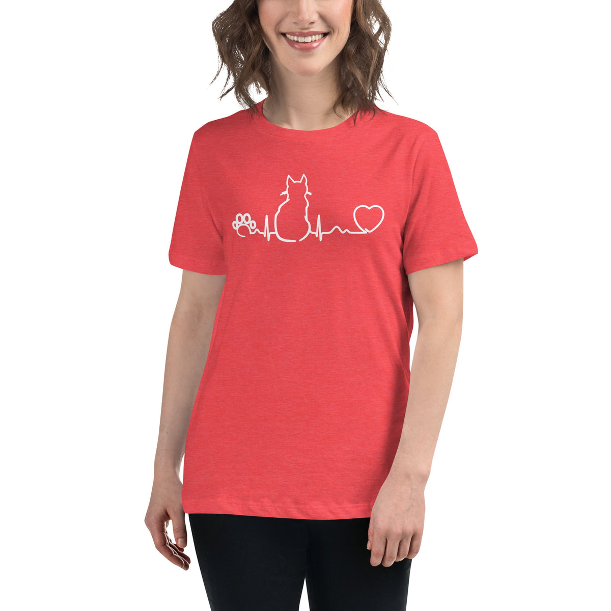 Cat Pulse Women's Relaxed T-Shirt-Women's Relaxed T-shirt | Bella + Canvas 6400-I love Veterinary