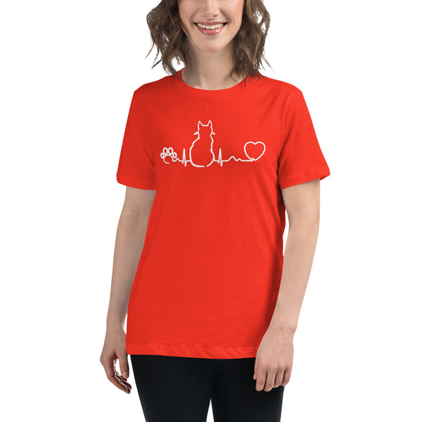 Cat Pulse Women's Relaxed T-Shirt-Women's Relaxed T-shirt | Bella + Canvas 6400-I love Veterinary