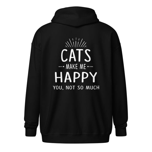 Cats make me happy Unisex Zip Hoodie-Unisex Heavy Blend Zip Hoodie | Gildan 18600-I love Veterinary