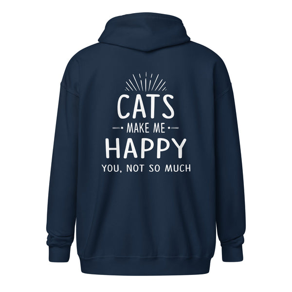 Cats make me happy Unisex Zip Hoodie-Unisex Heavy Blend Zip Hoodie | Gildan 18600-I love Veterinary