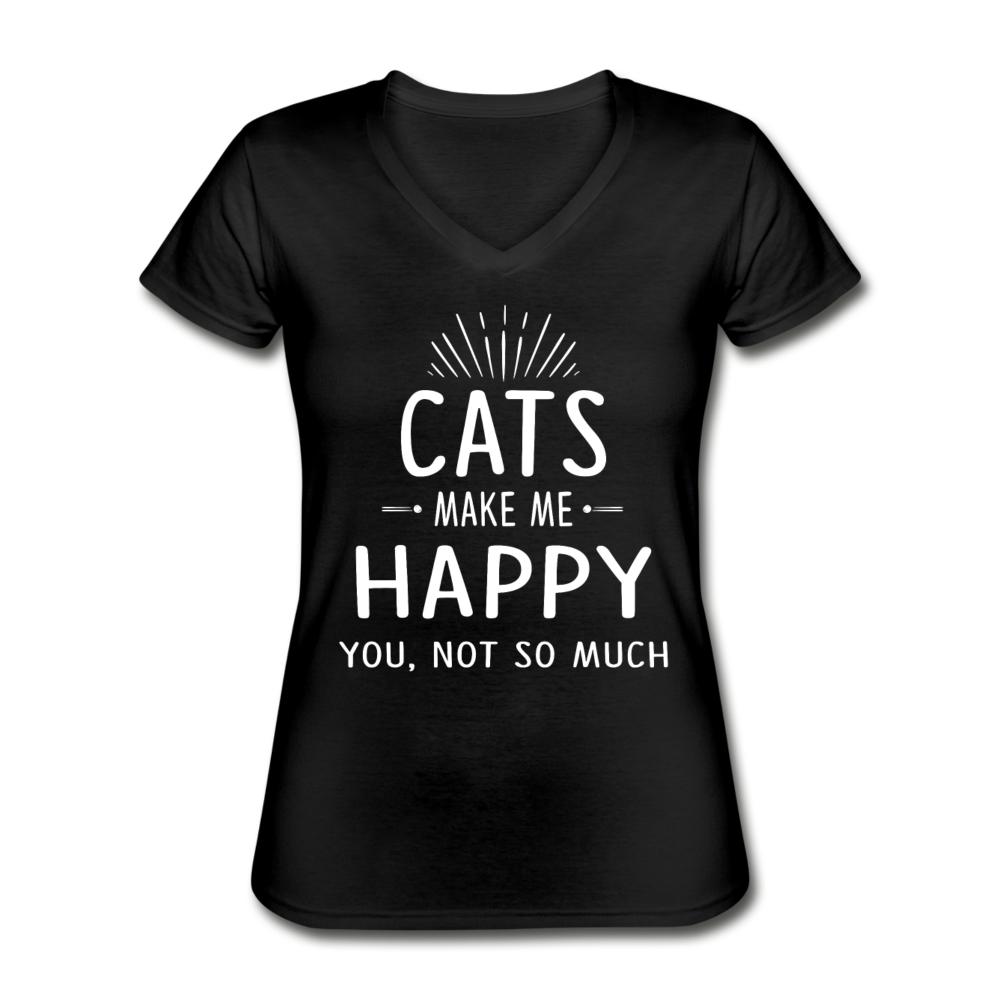 Cats make me happy Women's V-Neck T-Shirt-Women's V-Neck T-Shirt | Fruit of the Loom L39VR-I love Veterinary