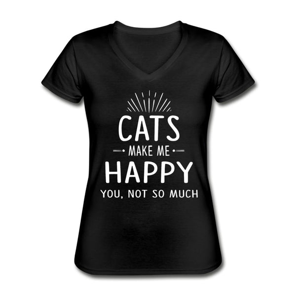 Cats make me happy Women's V-Neck T-Shirt-Women's V-Neck T-Shirt | Fruit of the Loom L39VR-I love Veterinary