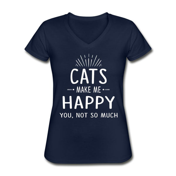 Cats make me happy Women's V-Neck T-Shirt-Women's V-Neck T-Shirt | Fruit of the Loom L39VR-I love Veterinary