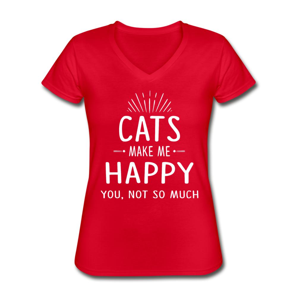 Cats make me happy Women's V-Neck T-Shirt-Women's V-Neck T-Shirt | Fruit of the Loom L39VR-I love Veterinary