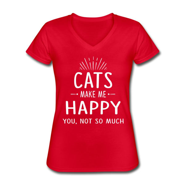 Cats make me happy Women's V-Neck T-Shirt-Women's V-Neck T-Shirt | Fruit of the Loom L39VR-I love Veterinary