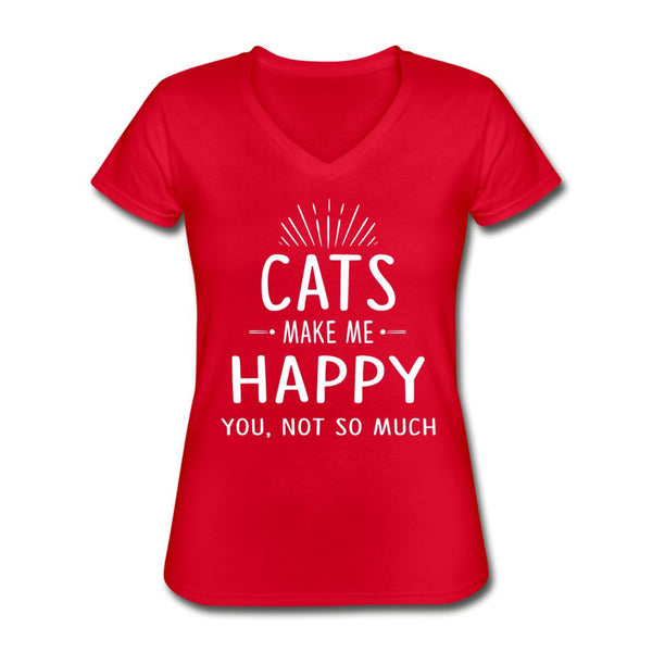 Cats make me happy Women's V-Neck T-Shirt-Women's V-Neck T-Shirt | Fruit of the Loom L39VR-I love Veterinary