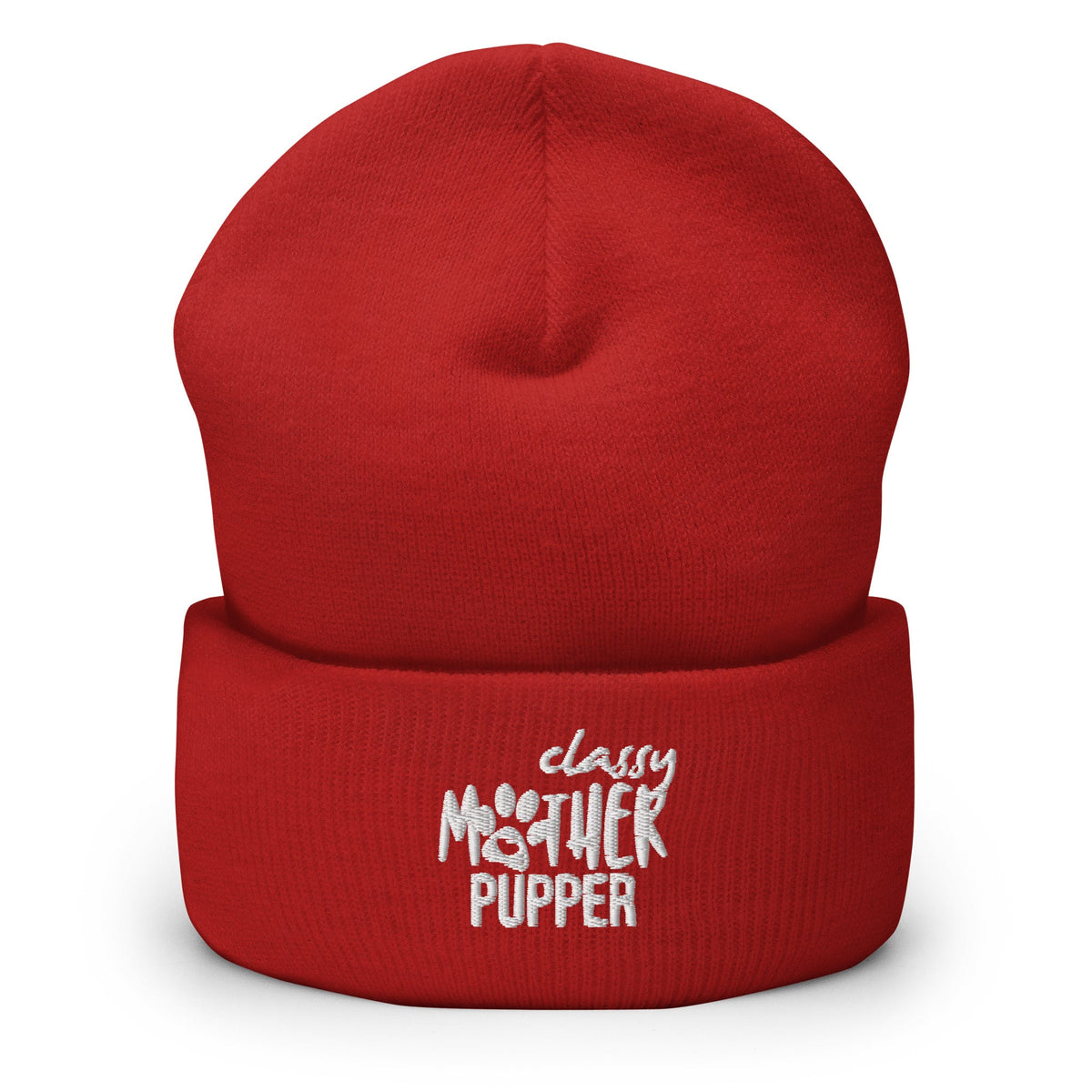 Classy Mother Pupper Embroidered Cuffed Beanie-Yupoong Cuffed Beanie 1501KC-I love Veterinary