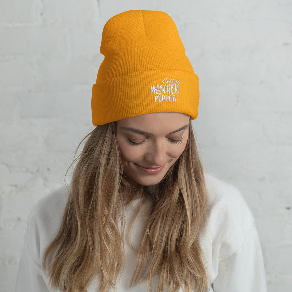 Classy Mother Pupper Embroidered Cuffed Beanie-Yupoong Cuffed Beanie 1501KC-I love Veterinary