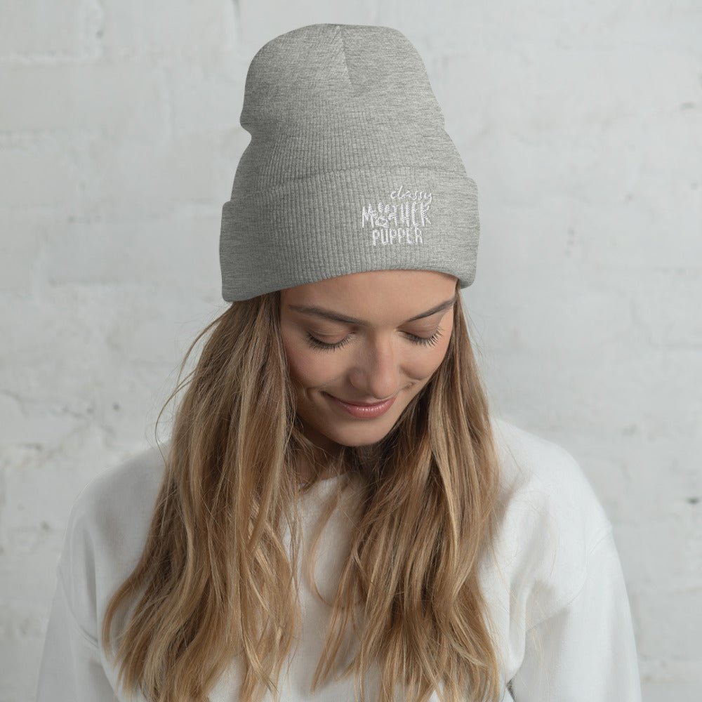 Classy Mother Pupper Embroidered Cuffed Beanie-Yupoong Cuffed Beanie 1501KC-I love Veterinary