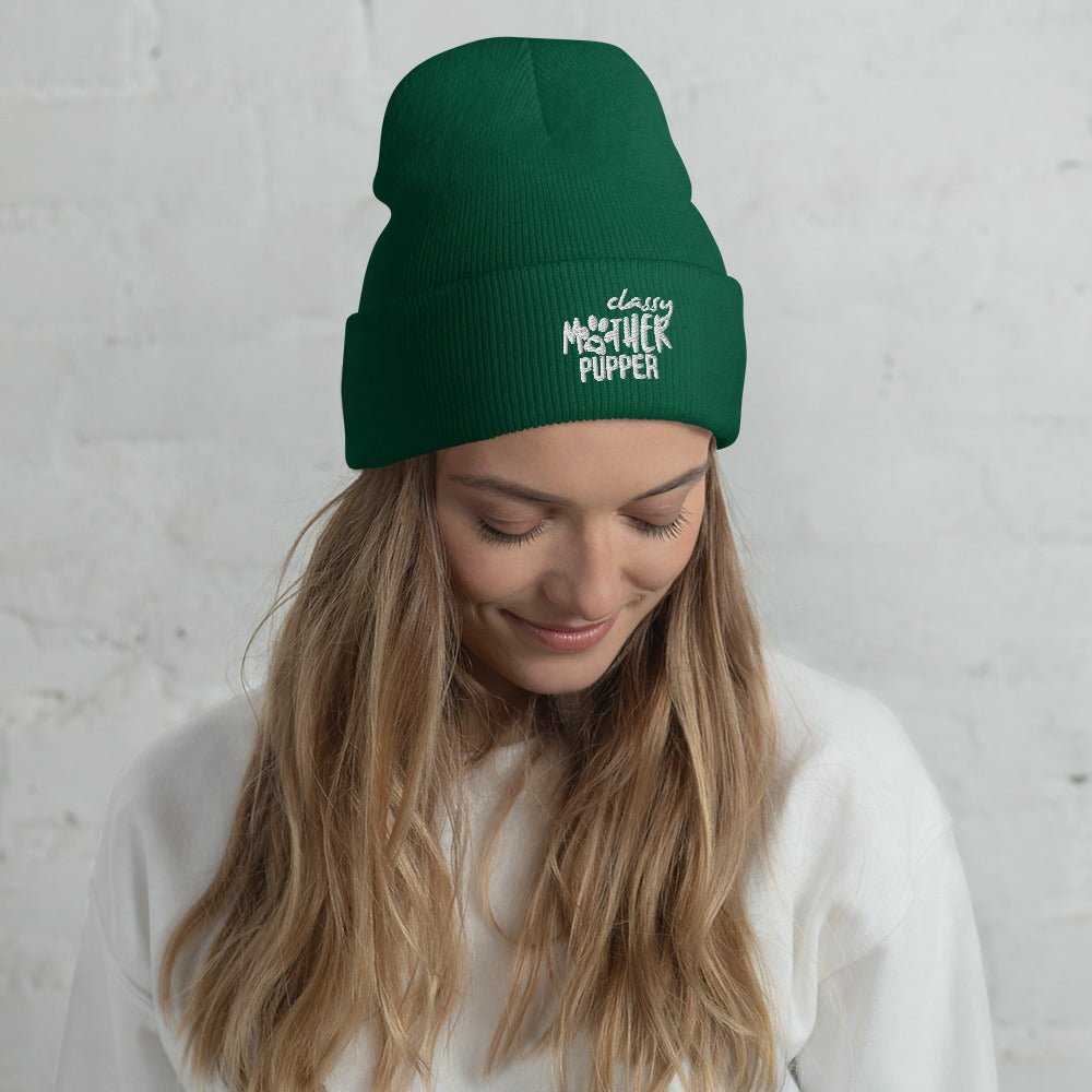 Classy Mother Pupper Embroidered Cuffed Beanie-Yupoong Cuffed Beanie 1501KC-I love Veterinary