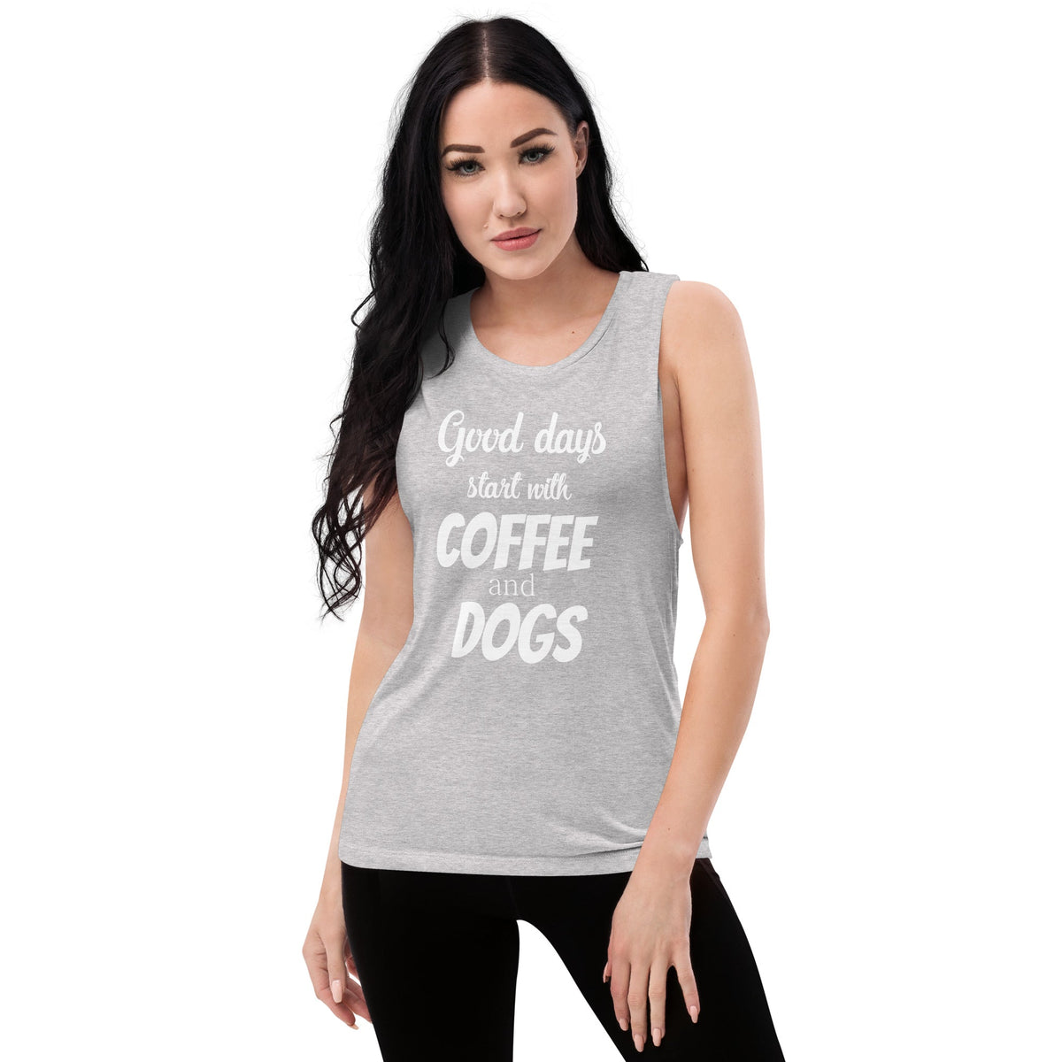 Coffee and dogs Women's Tank Top-Women's Flowy Muscle Tank | Bella + Canvas 8803-I love Veterinary