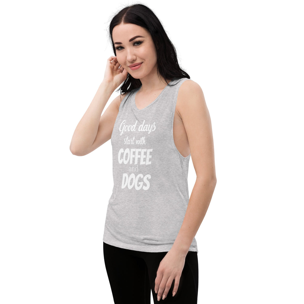 Coffee and dogs Women's Tank Top-Women's Flowy Muscle Tank | Bella + Canvas 8803-I love Veterinary