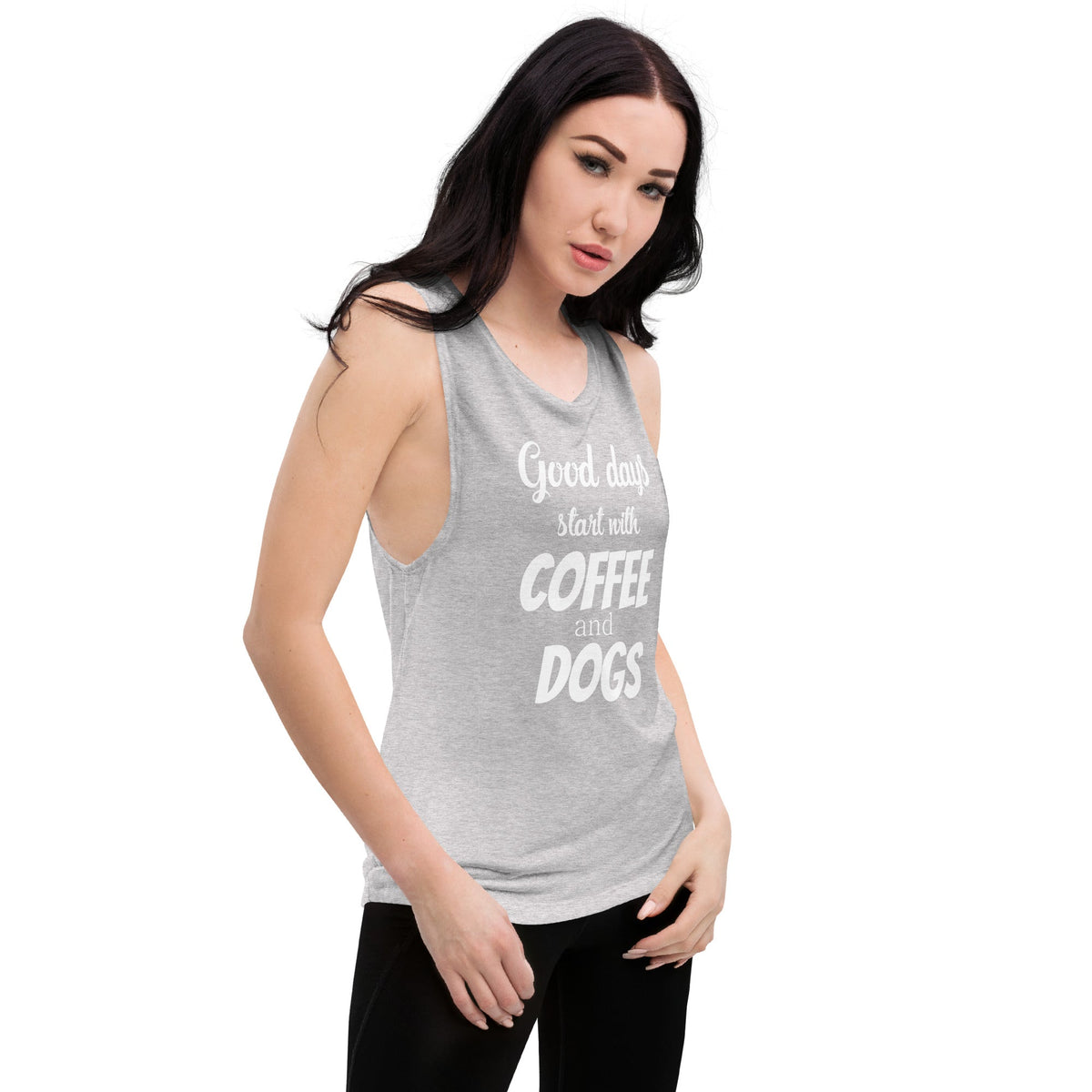 Coffee and dogs Women's Tank Top-Women's Flowy Muscle Tank | Bella + Canvas 8803-I love Veterinary