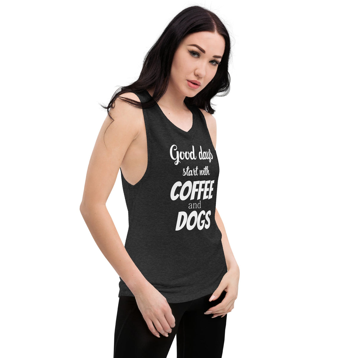 Coffee and dogs Women's Tank Top-Women's Flowy Muscle Tank | Bella + Canvas 8803-I love Veterinary