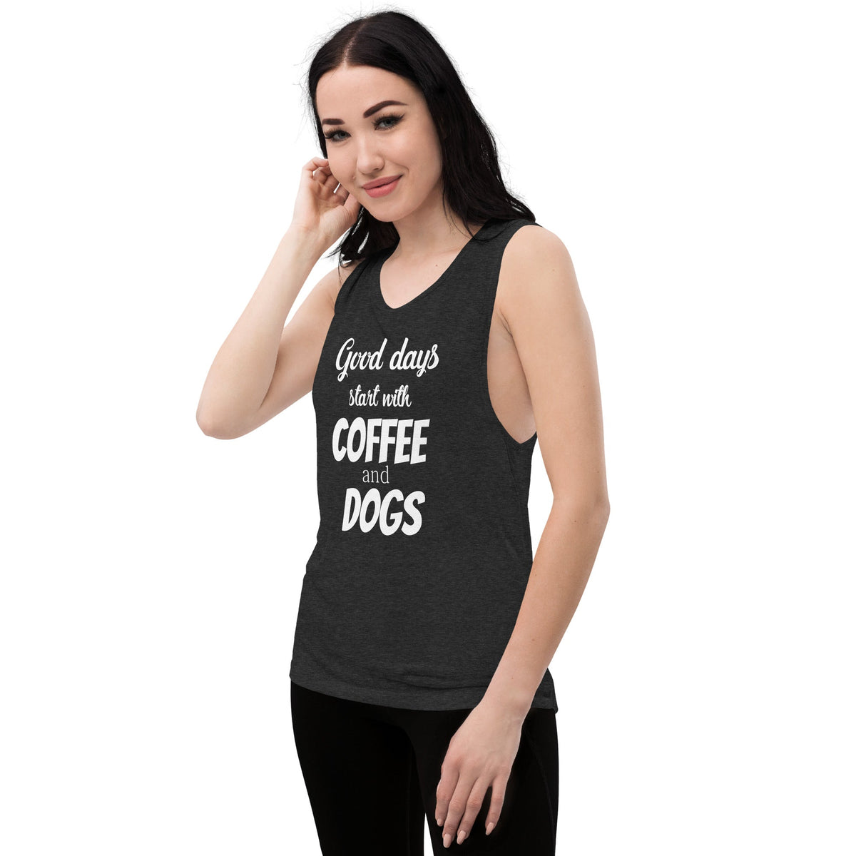Coffee and dogs Women's Tank Top-Women's Flowy Muscle Tank | Bella + Canvas 8803-I love Veterinary