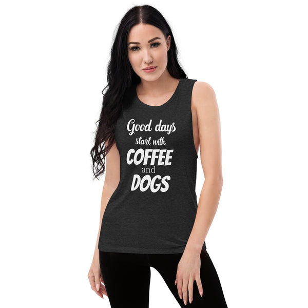 Coffee and dogs Women's Tank Top-Women's Flowy Muscle Tank | Bella + Canvas 8803-I love Veterinary