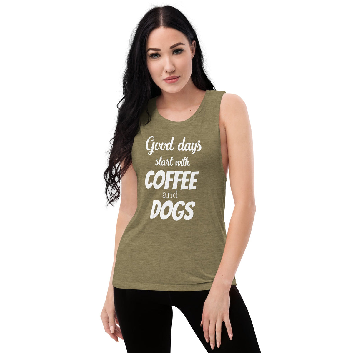 Coffee and dogs Women's Tank Top-Women's Flowy Muscle Tank | Bella + Canvas 8803-I love Veterinary